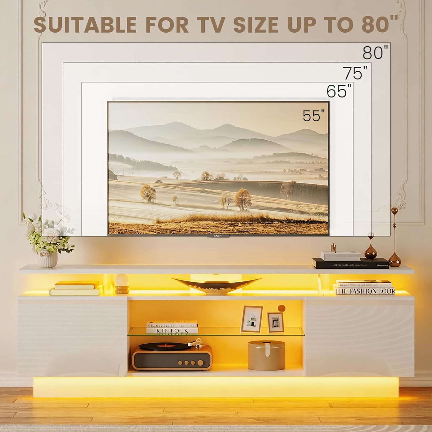 70인치 고광택 TV 스탠드 2개 캐비닛 3단 LED  - Gaming Console App 리뷰 및 가격