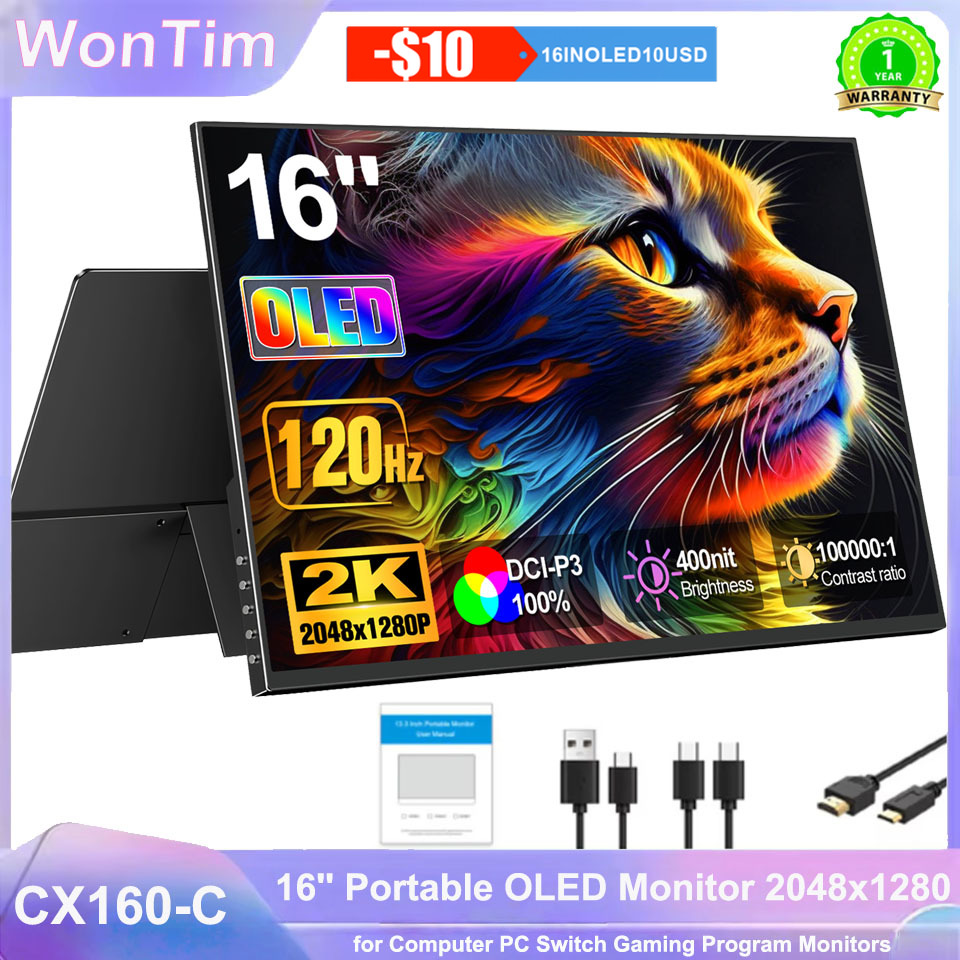 WonTim 16.0' 2K OLED 500니트 휴대용 - Gaming Console Connect With Phone 리뷰 및 가격