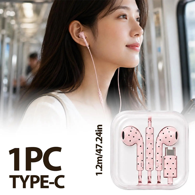 귀여운 폴카 도트 스타 타입 C 이어폰 (미, 아이폰, - Gaming Headset Wired 리뷰 및 가격