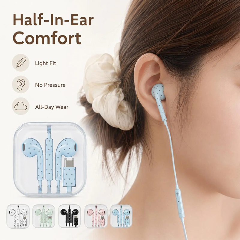 귀여운 폴카 도트 스타 타입 C 이어폰 (미, 아이폰, - Gaming Headset Wired 리뷰 및 가격