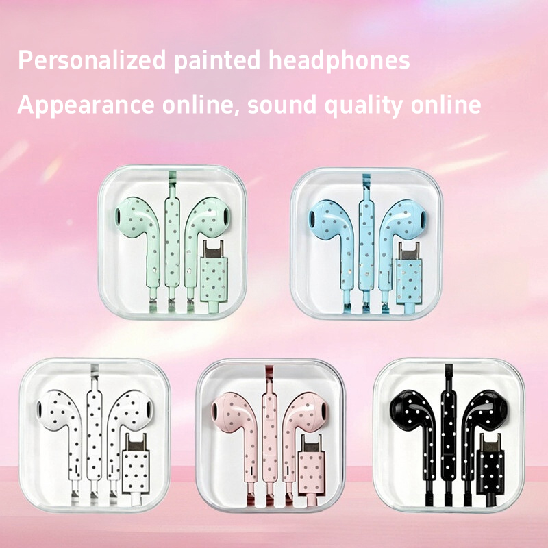 귀여운 폴카 도트 스타 타입 C 이어폰 (미, 아이폰, - Gaming Headset Wired 리뷰 및 가격